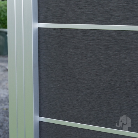 Elephant Steckzaun Modular EVO 180 WPC steingrau 180x174cm, Leiste Silber