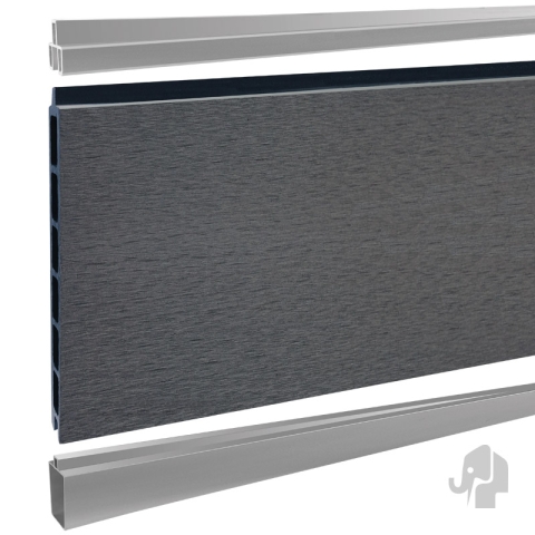 Elephant Steckzaun Modular EVO 180 WPC steingrau 180x174cm, Leiste Silber