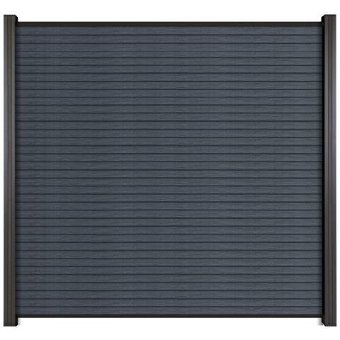 Elephant Steckzaun Set Triple Rhombus WPC Steingrau 180x178cm Leisten Schwarz