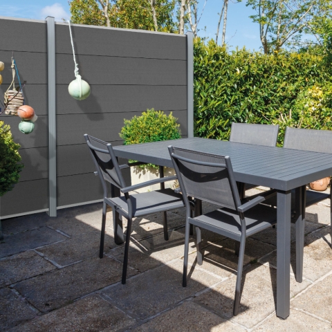 Elephant Steckzaun Fusion MAX WPC steingrau, Leiste silber 180x174cm