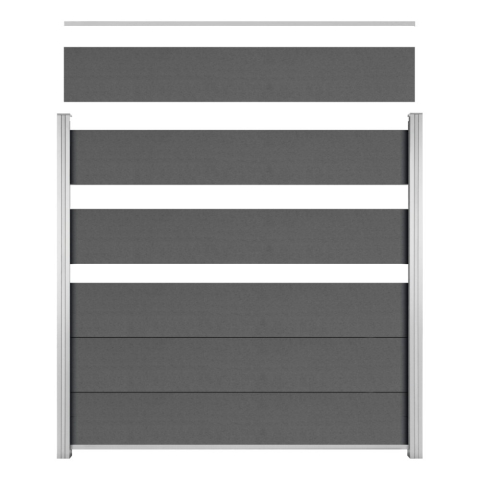 Elephant Steckzaun Fusion MAX WPC steingrau, Leiste silber 180x174cm