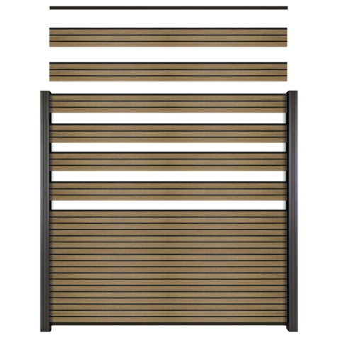 Elephant Steckzaun Set Triple Rhombus WPC Eiche 180x178cm Leisten Schwarz co-extrudiert