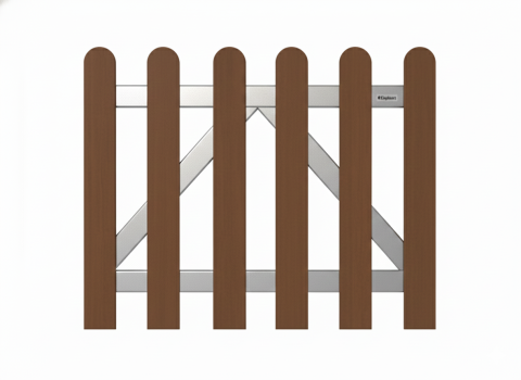 Elephant Classic-Gartentor braun WPC abgerundet 100x80cm inkl. Torbeschlag