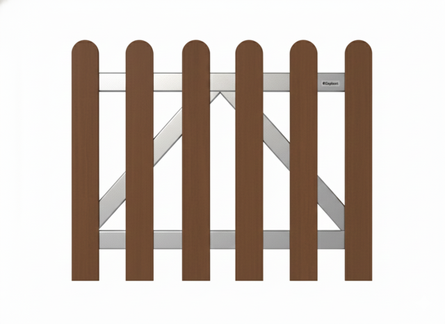 Elephant Classic-Gartentor braun WPC abgerundet 100x80cm inkl. Torbeschlag