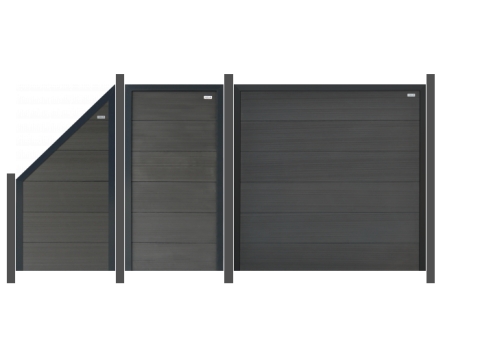 3,92m Elephant Forte WPC anthrazit Zaunreihe- ME62232