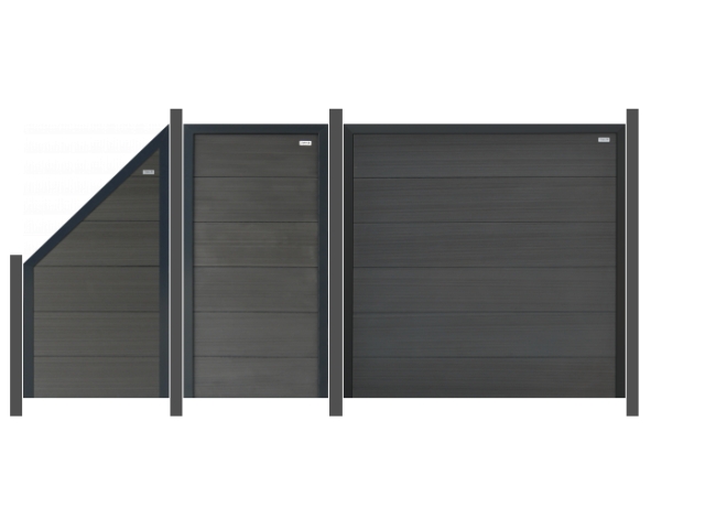 3,92m Elephant Forte WPC anthrazit Zaunreihe- ME62232