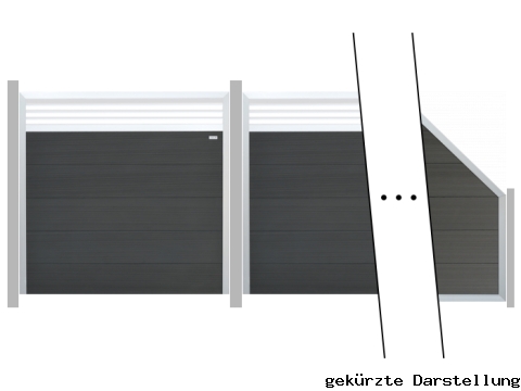 4,9m Elephant Forte WPC anthrazit-Rahmen Alu Zaunreihe mit Gitter- ME30799