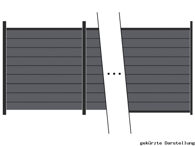 20,22m Steckzaun WPC-Alu Modular Steingrau/Anthrazit - 2 Meter hoch