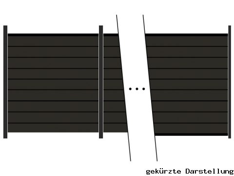 11,06m Steckzaun WPC-Alu Modular Anthrazit/Anthrazit - 2 Meter hoch